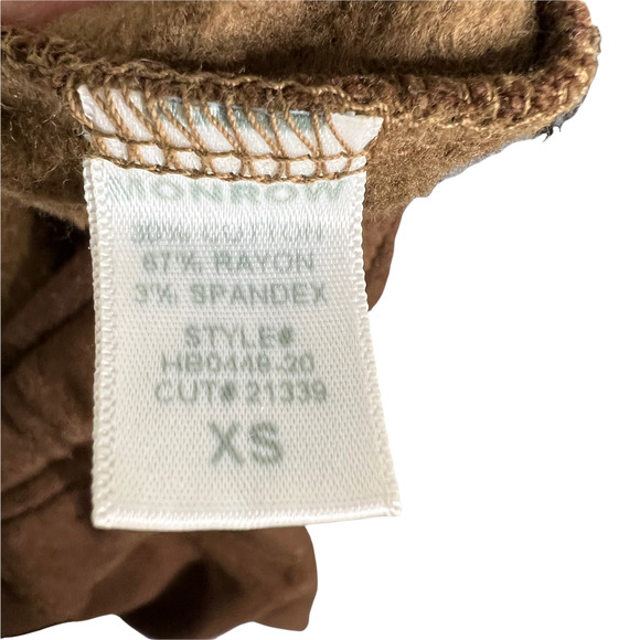 Monrow Women's Jogger Pants Drawstring Brown Loose Tapered Cotton High Rise XS - Picture 8 of 8